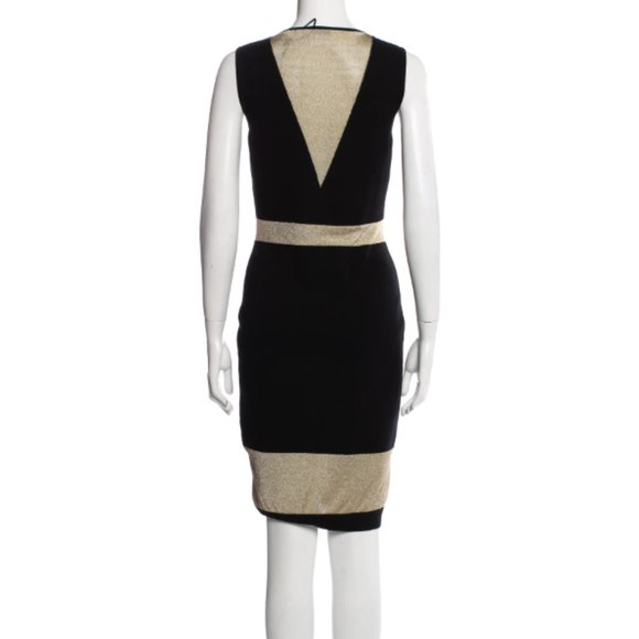Versace Collection Black Gold Colorblock Pattern Knee-Length Dress M 44 - Picture 3 of 3